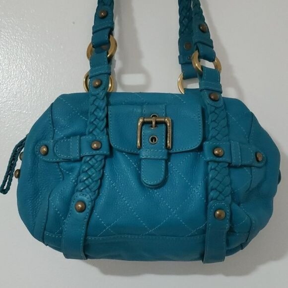 Isabella Fiore Teal Leather Shoulder Bag Satchel Handbag Purse WOMEN'S WOMAN'S - Picture 4 of 14